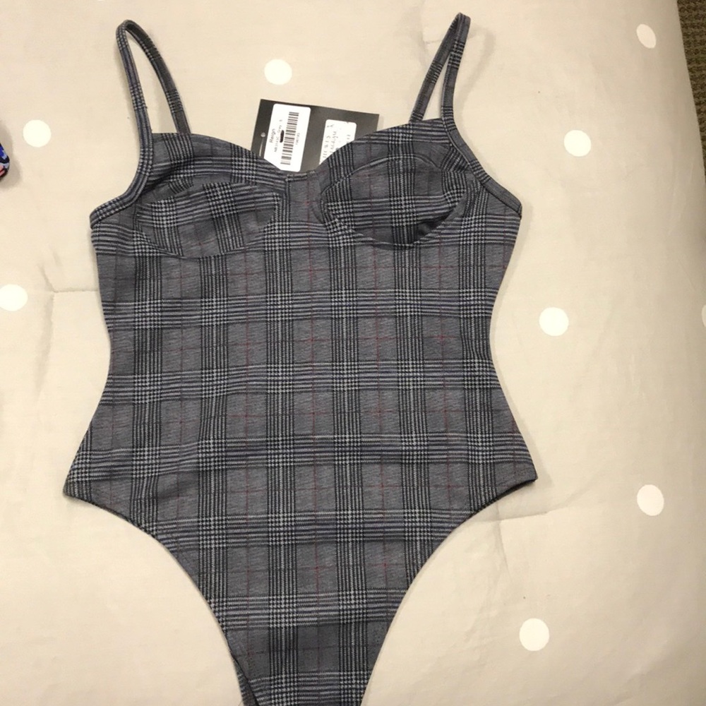 Grey Plaid body suit
